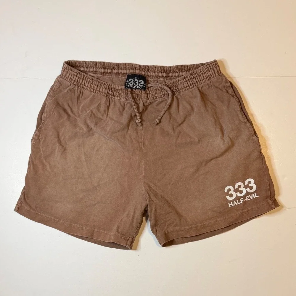 Half-Evil 333 Sweat Shorts Mens Medium Brown Streetwear